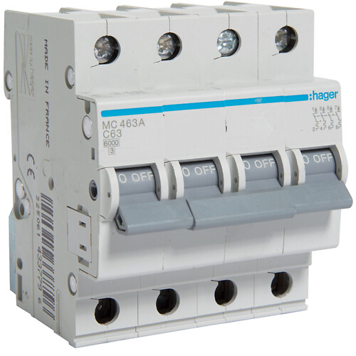 Automatinis jungiklis, 6kA, C-63A, 4 poliai