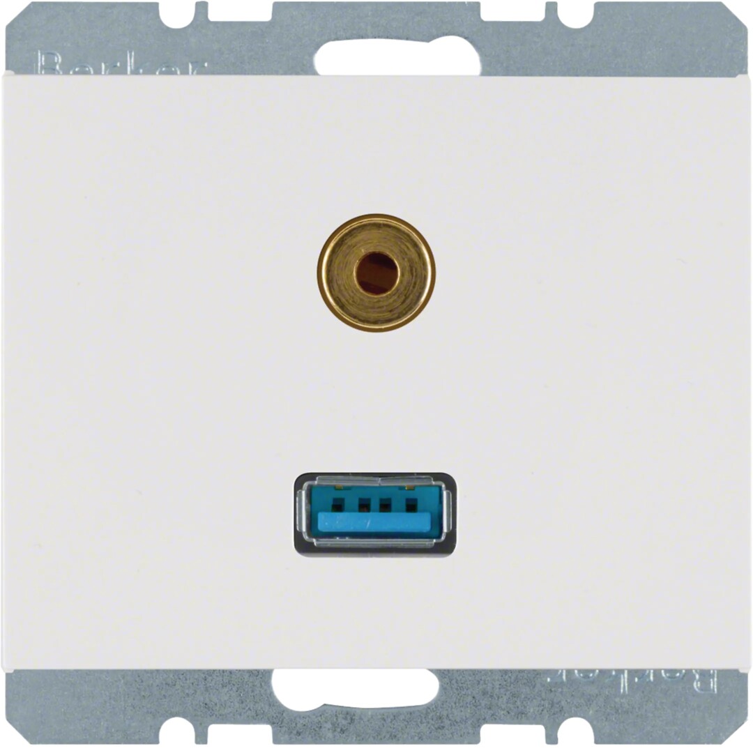 USB/ Audio lizdas 3,5mm, Berker K1, baltas blizgus