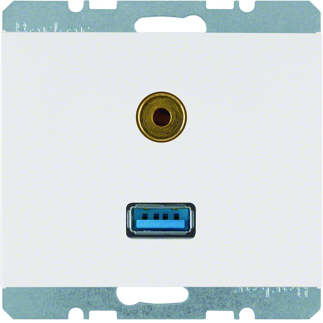 USB/ Audio lizdas 3,5mm, Berker K1, baltas blizgus