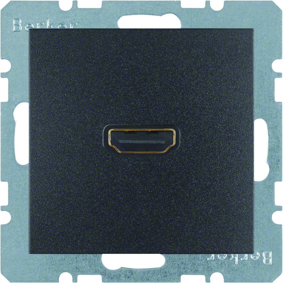 HDMI aukštos raiškos lizdas, 90˚jungtis, Berker S1/B3/B7, antracito matinis