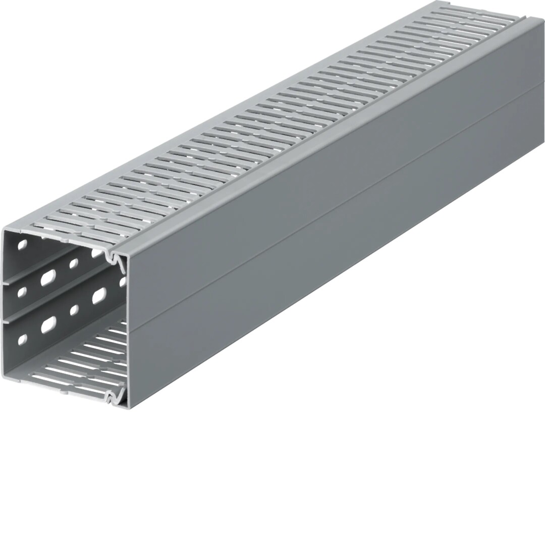 Perforuotas instaliacinis kanalas 80×80 mm, PVC, BA7A, pilkas RAL7030