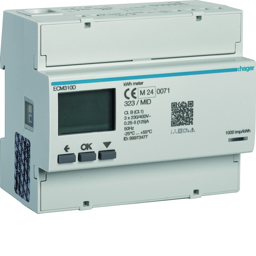 Tiesioginio jungimo elektros skaitiklis, 3F, 125A, 6 moduliai, MBUS, MID