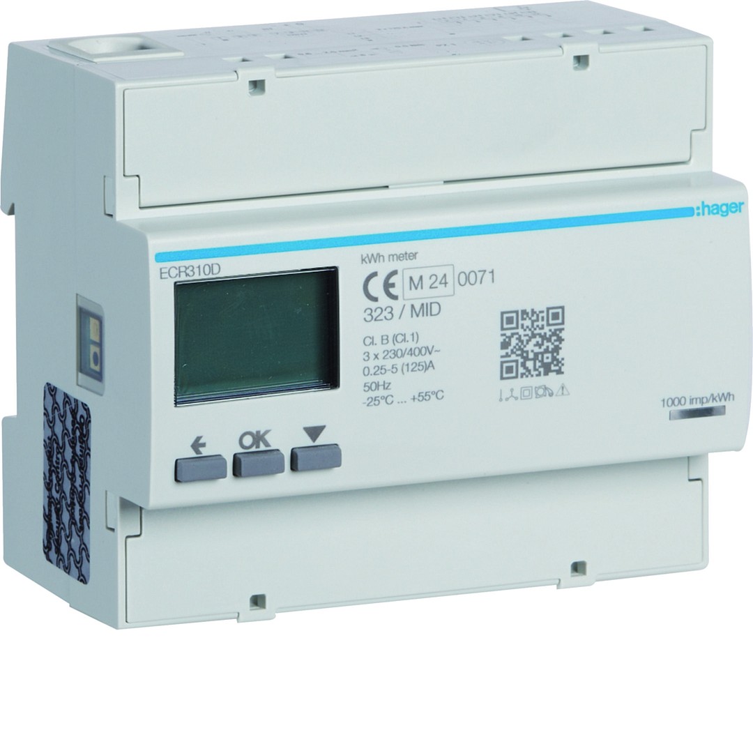 Tiesioginio jungimo elektros skaitiklis, 3F, 125A, 6 moduliai, MODBUS, MID