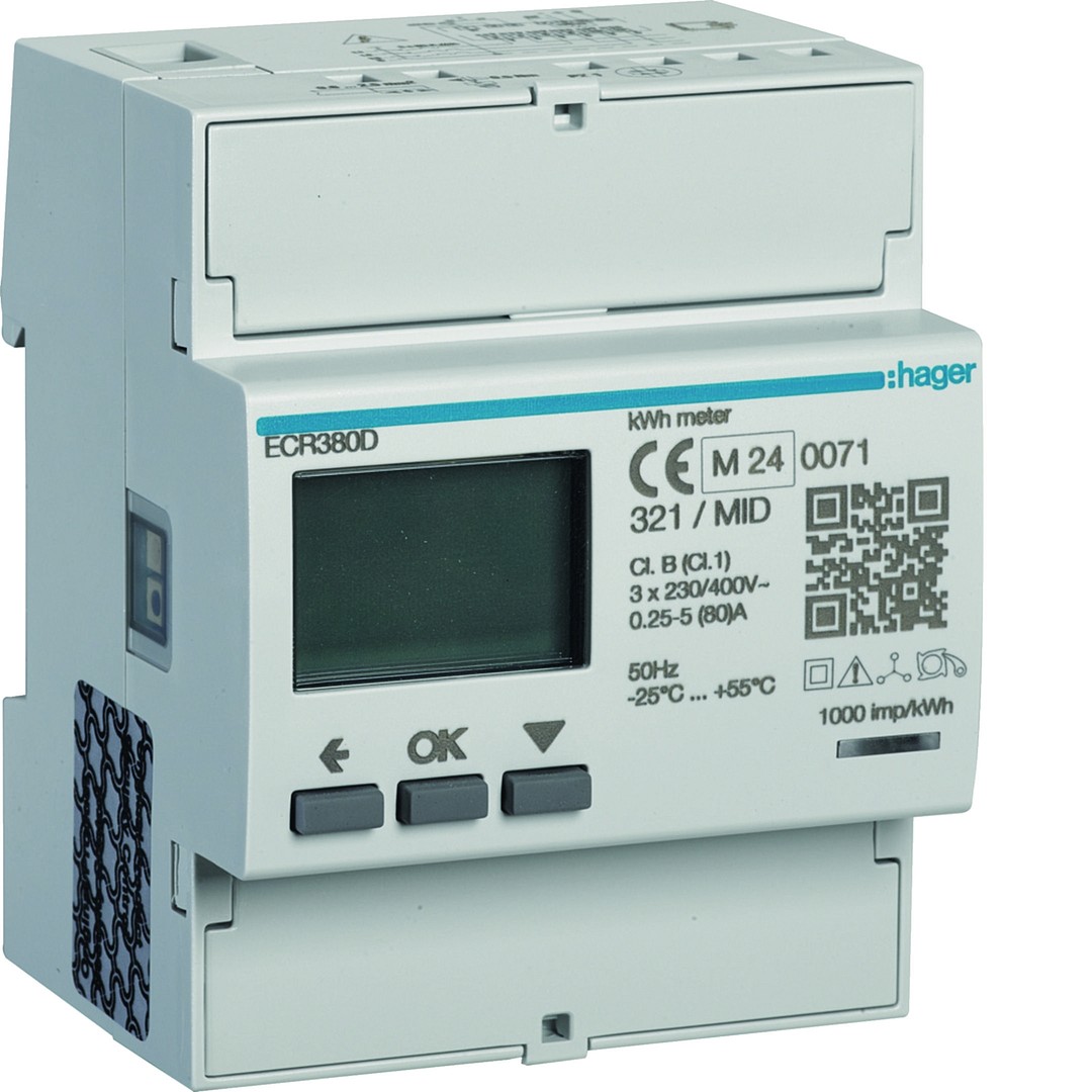 Tiesioginio jungimo elektros skaitiklis, 3F, 80A, 4 moduliai, MODBUS, MID