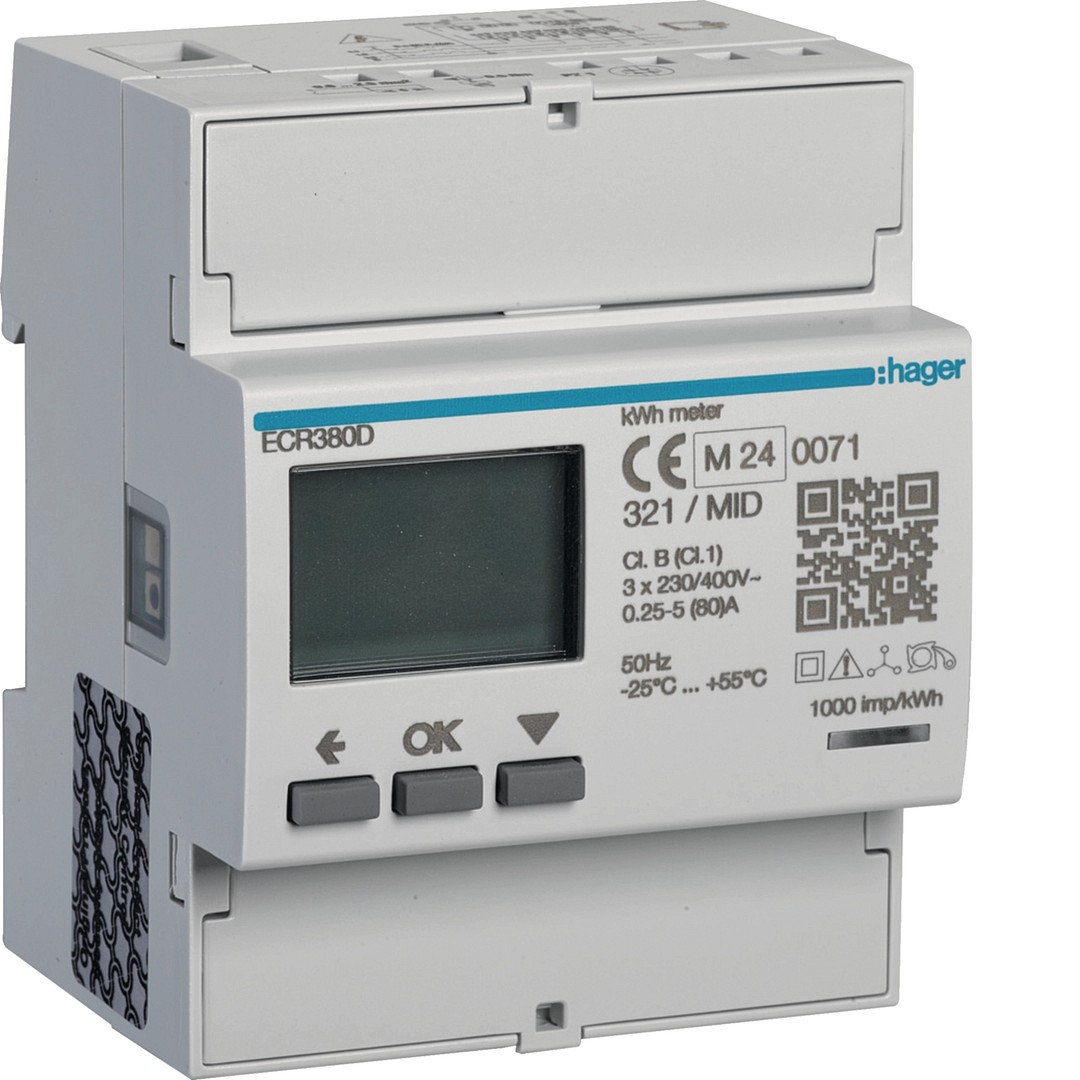 Tiesioginio jungimo elektros skaitiklis, 3F, 80A, 4 moduliai, MODBUS, MID