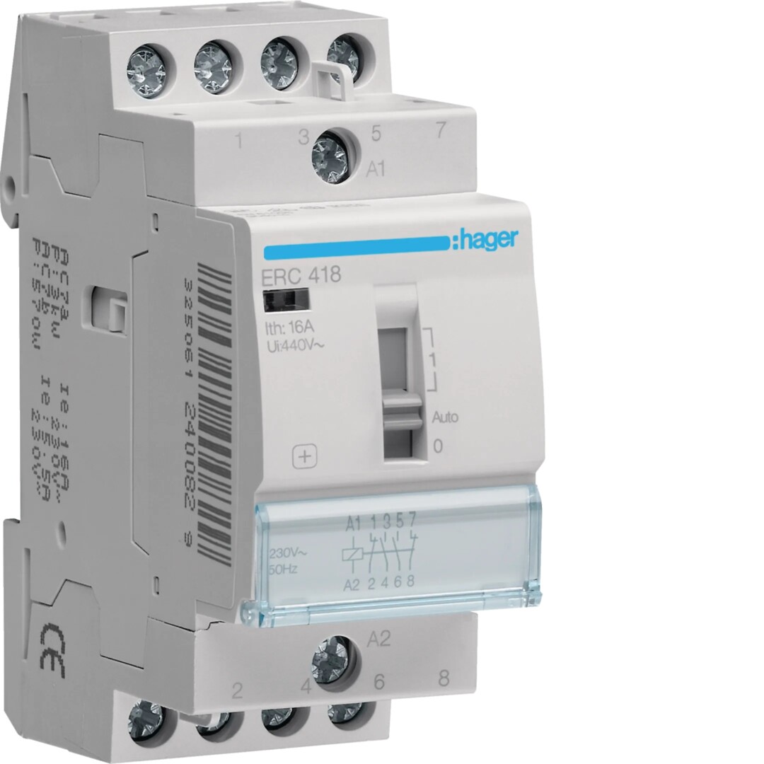 Tarpinė relė, modulinė, 16A, 2NA+2NU, 230V ~50/60Hz, 2 moduliai