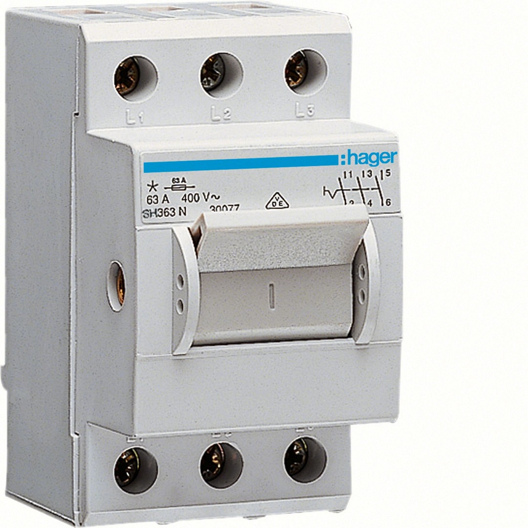 Modulinis jungiklis kompaktiniame korpuse, 3P, 63A, 400V, 2.5 mod.