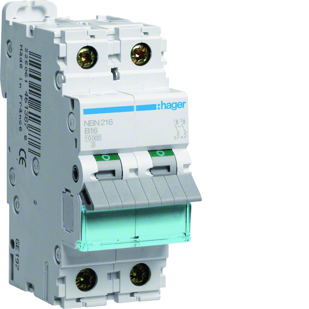 Automatinis jungiklis, 2P, 10kA, B- 16A, 2 moduliai