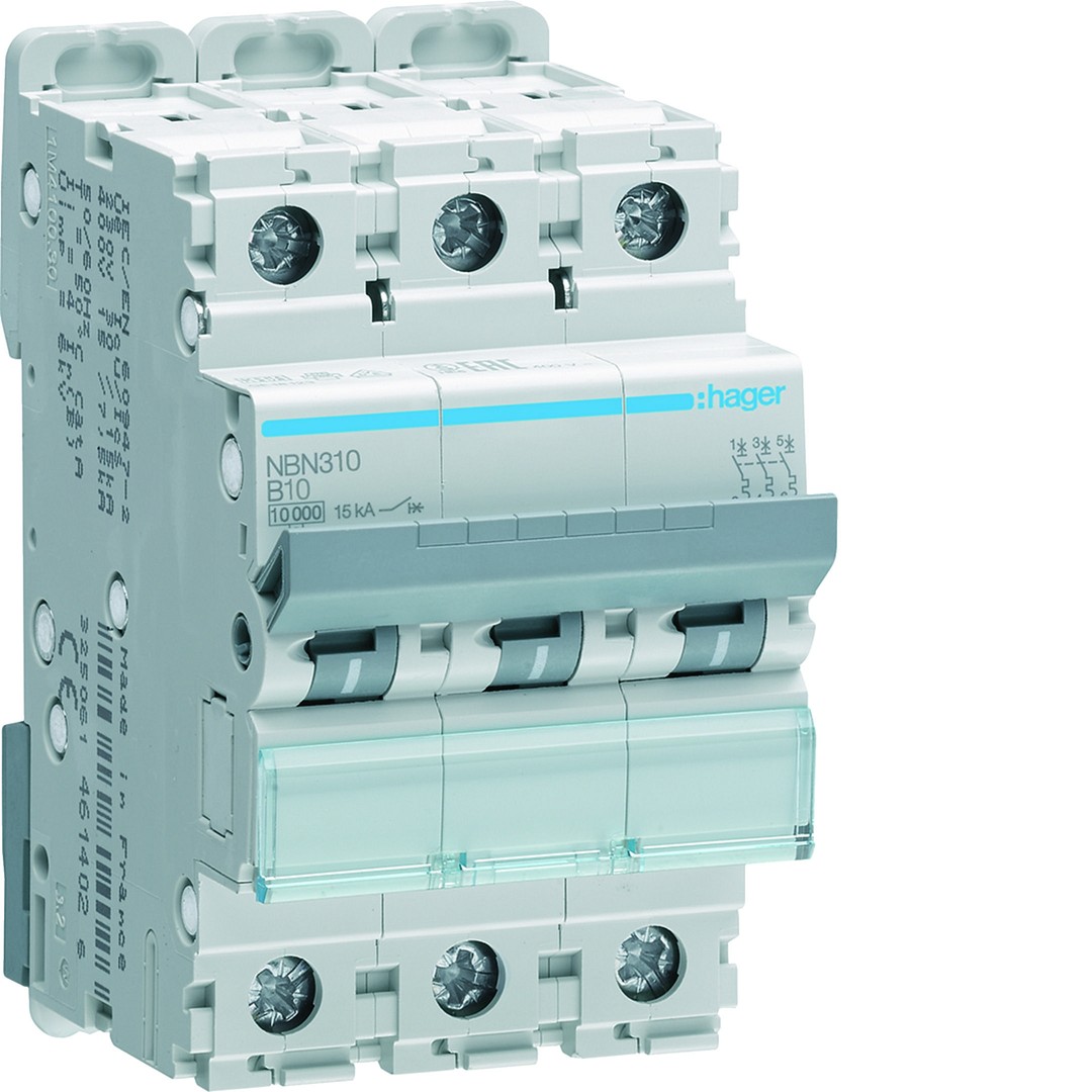 Automatinis jungiklis, 3P, 10kA, B-10A, 3 moduliai