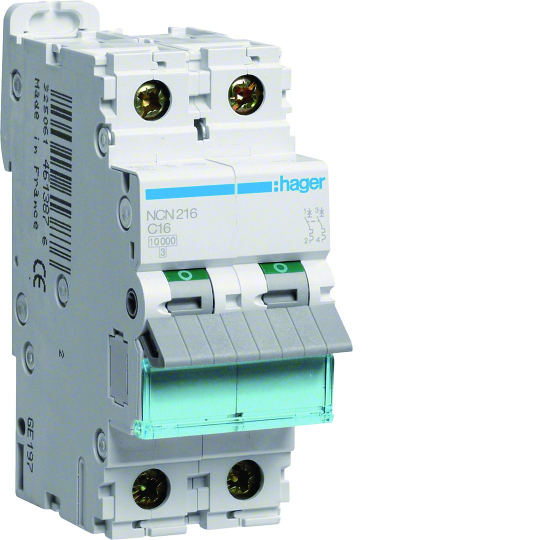 Automatinis jungiklis, 2P, 10kA, C-16A, 2 moduliai