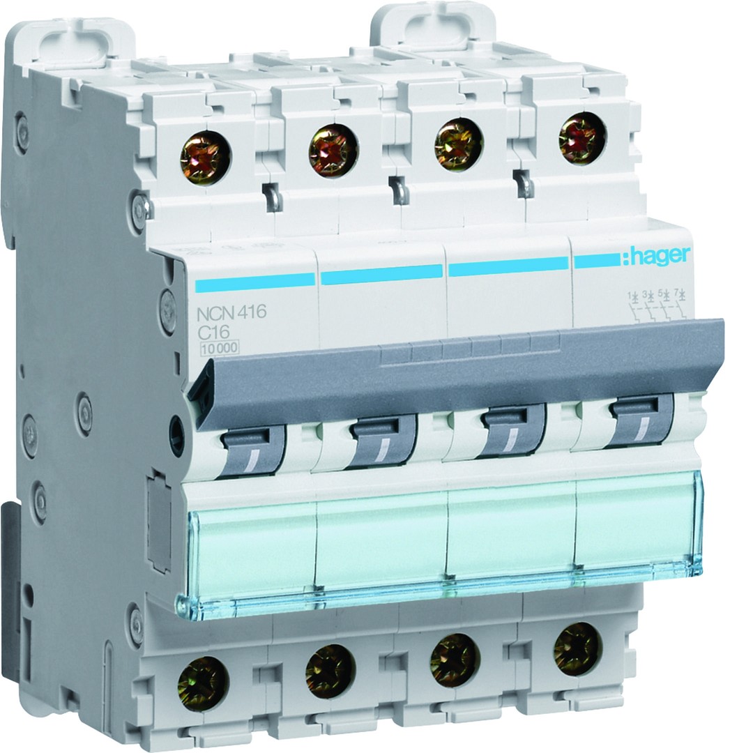 Automatinis jungiklis, 4P, 10kA, C-16A, 4 moduliai