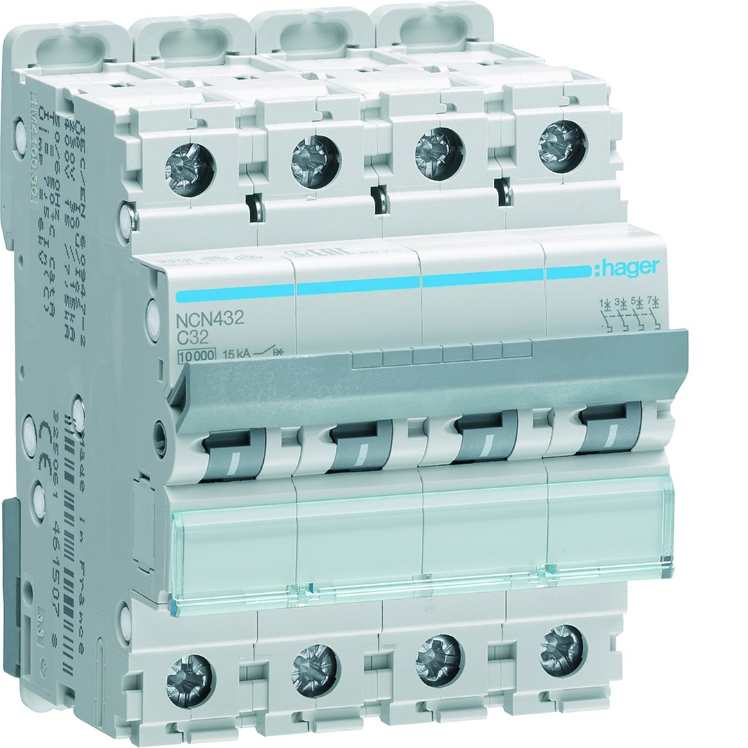 Automatinis jungiklis, 4P, 10kA, C-32A, 4 moduliai