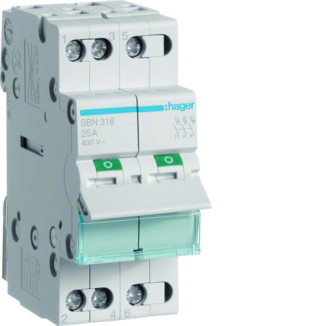 Modulinis jungiklis, 3P, 16A, 400V, 2 moduliai, AC tipas