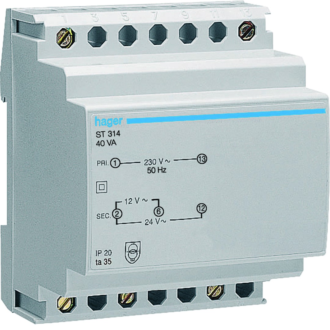 Apsaugos transformatorius, 12V/3,33A / 24V/1,67A, 4 moduliai
