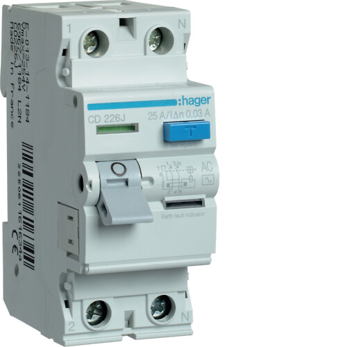 Strāvas noplūdes automāts 30mA 2x25A, AC – tips
