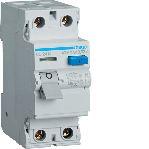 Strāvas noplūdes automāts 30mA 2x40A, AC – tips