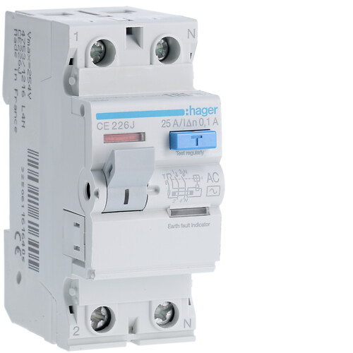 Strāvas noplūdes automāts 2x25A 100mA, AC – tips