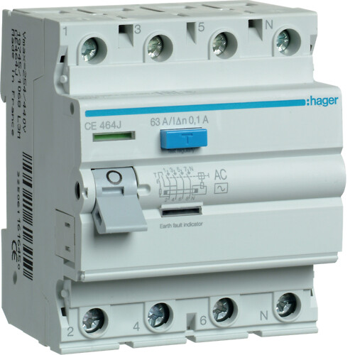 Strāvas noplūdes automāts 4P 63A 100mA AC – tips