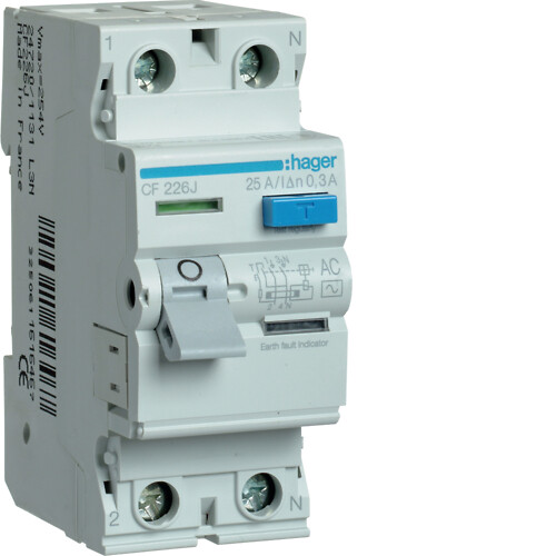 Strāvas noplūdes automāts 2x25A 300mA, AC – tips