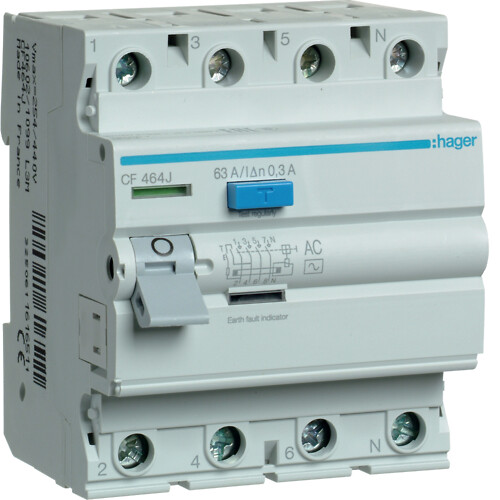 Strāvas noplūdes automāts 4P 63A 300mA, AC – tips
