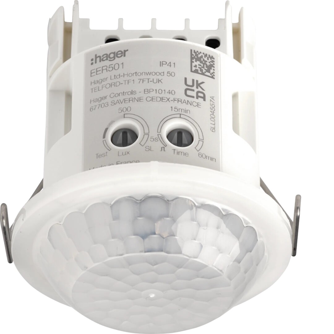 Kustības sensors 360o, iebūvējams, darbības rādiuss 10m, balts
