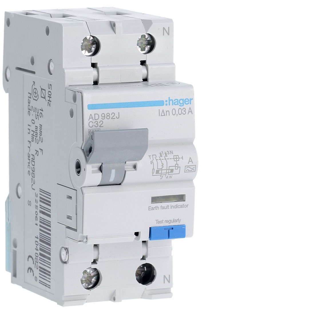 Kombinētais automāts 6kA 2P C 32A 30mA, A – tips
