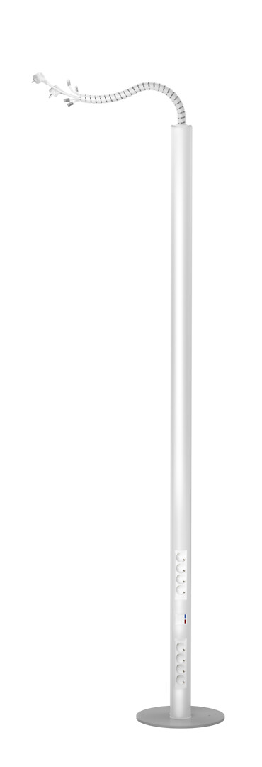 Divpusējā kontaktligzdu kolonna 2,3m, vads – 7m, balta