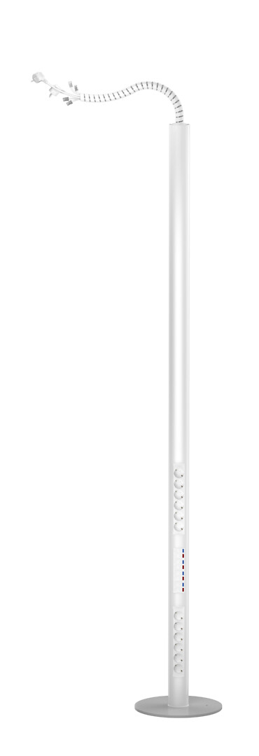 Kontaktligzdu kolonna 2,3m, vads- 10m, balta