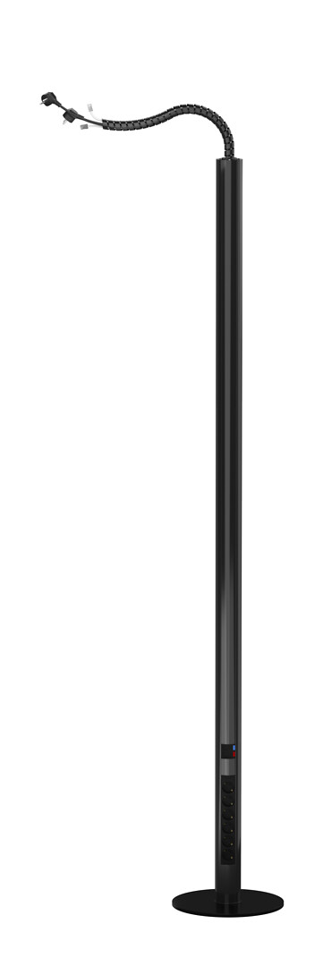Kontaktligzdu kolonna 2,3m, vads- 5m, melna