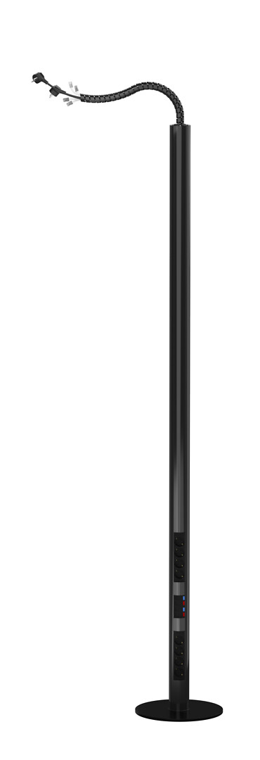 Kontaktligzdu kolonna 2,3m, vads- 5m, melna