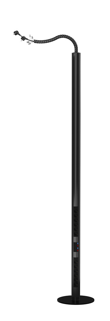 Kontaktligzdu kolonna 2,3m, vads- 5m, melna