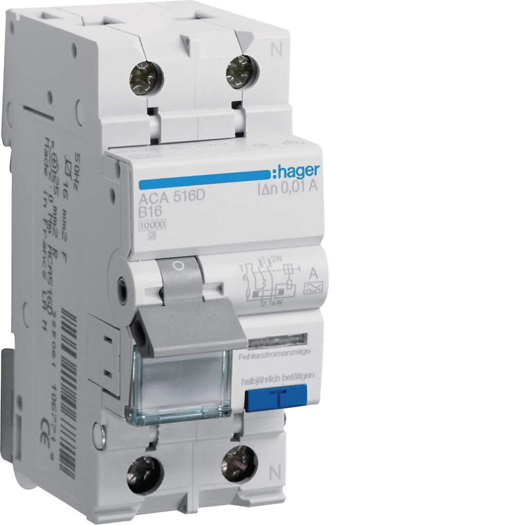 Kombinētais automāts 10kA B-16A 10mA A – tips
