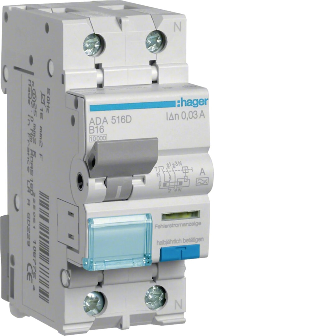 Kombinētais automāts 10kA B-16A 30mA, A – tips