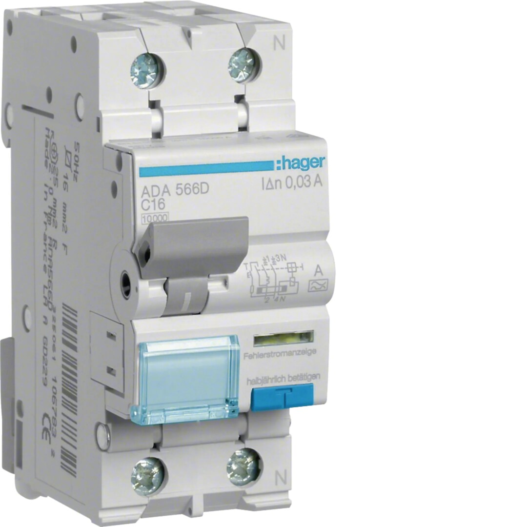 Kombinētais automāts 10kA C-16A 30mA, A – tips