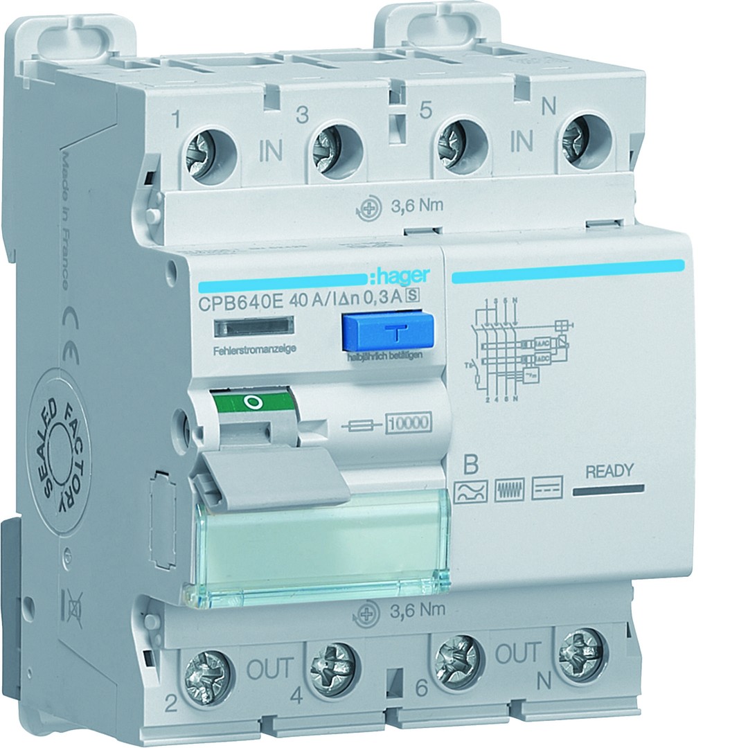 Noplūdstrāvas automāts RCCB 3P+N 40A 300MA B S