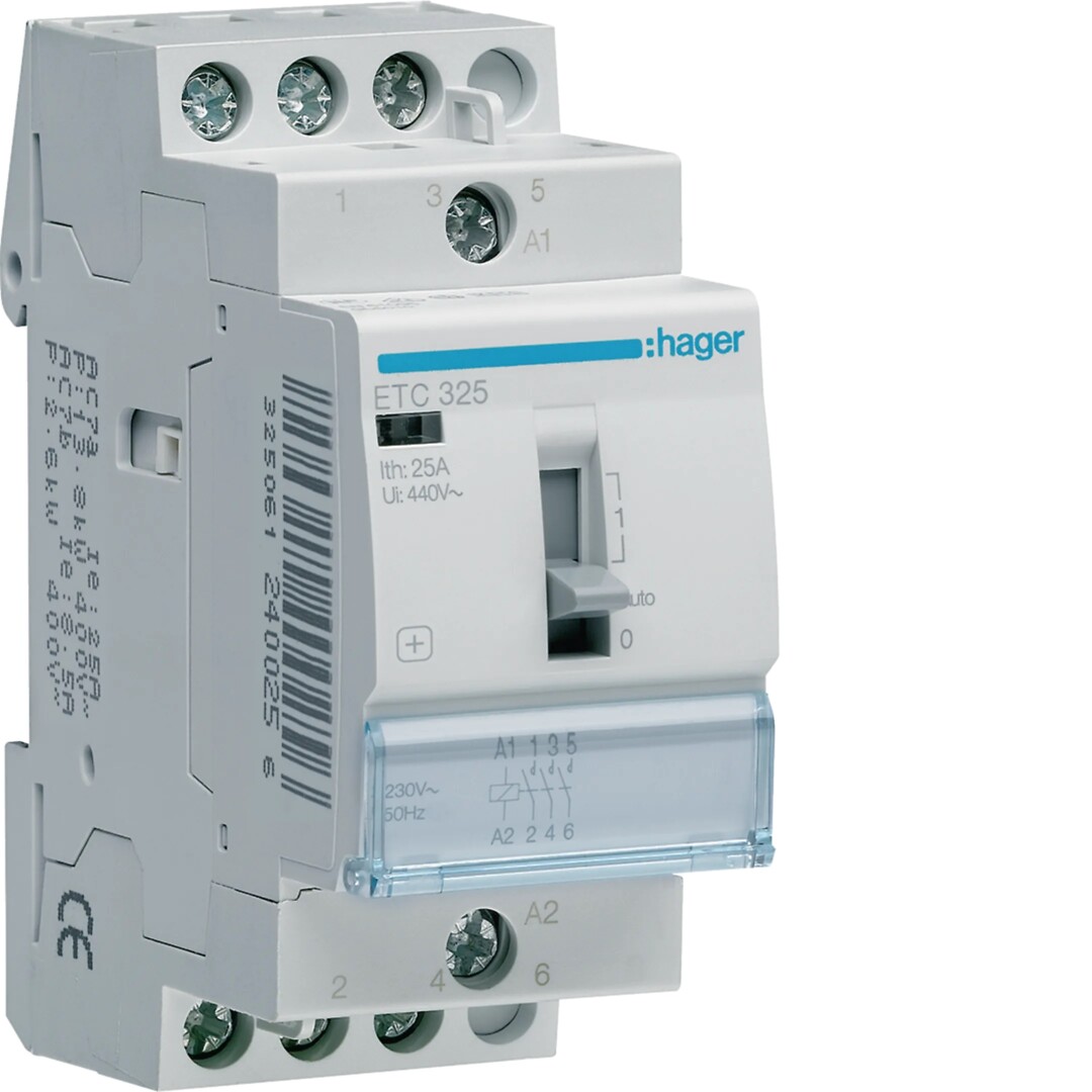 Nakts un dienas kontaktors 25A, 3NO, 230V