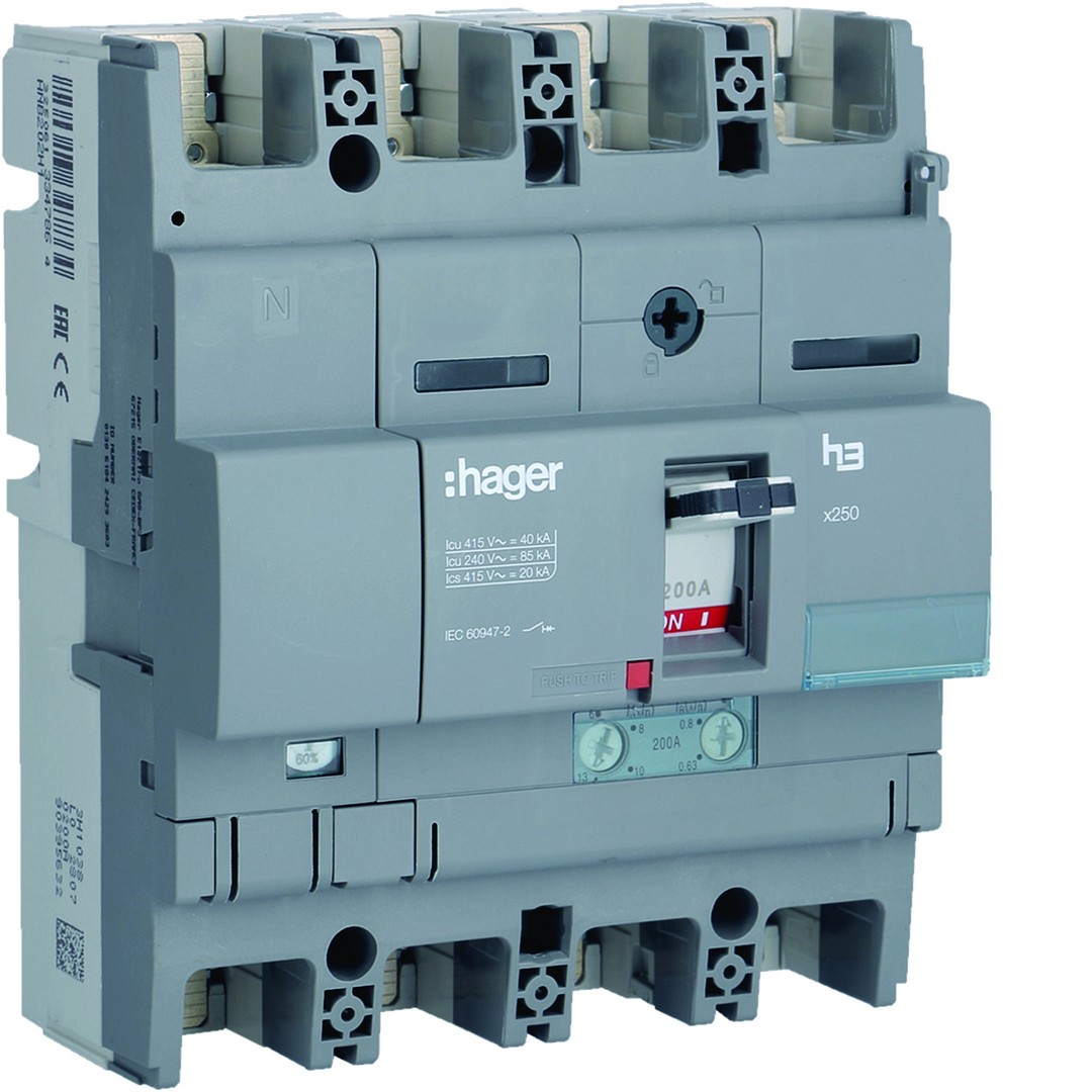 MCCB X250 4P 60% 40kA 200A TM