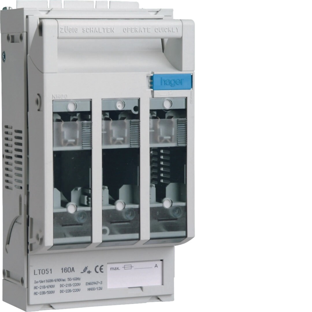 Drošinātāju slēdzis LT NH00 160A, BC DIN