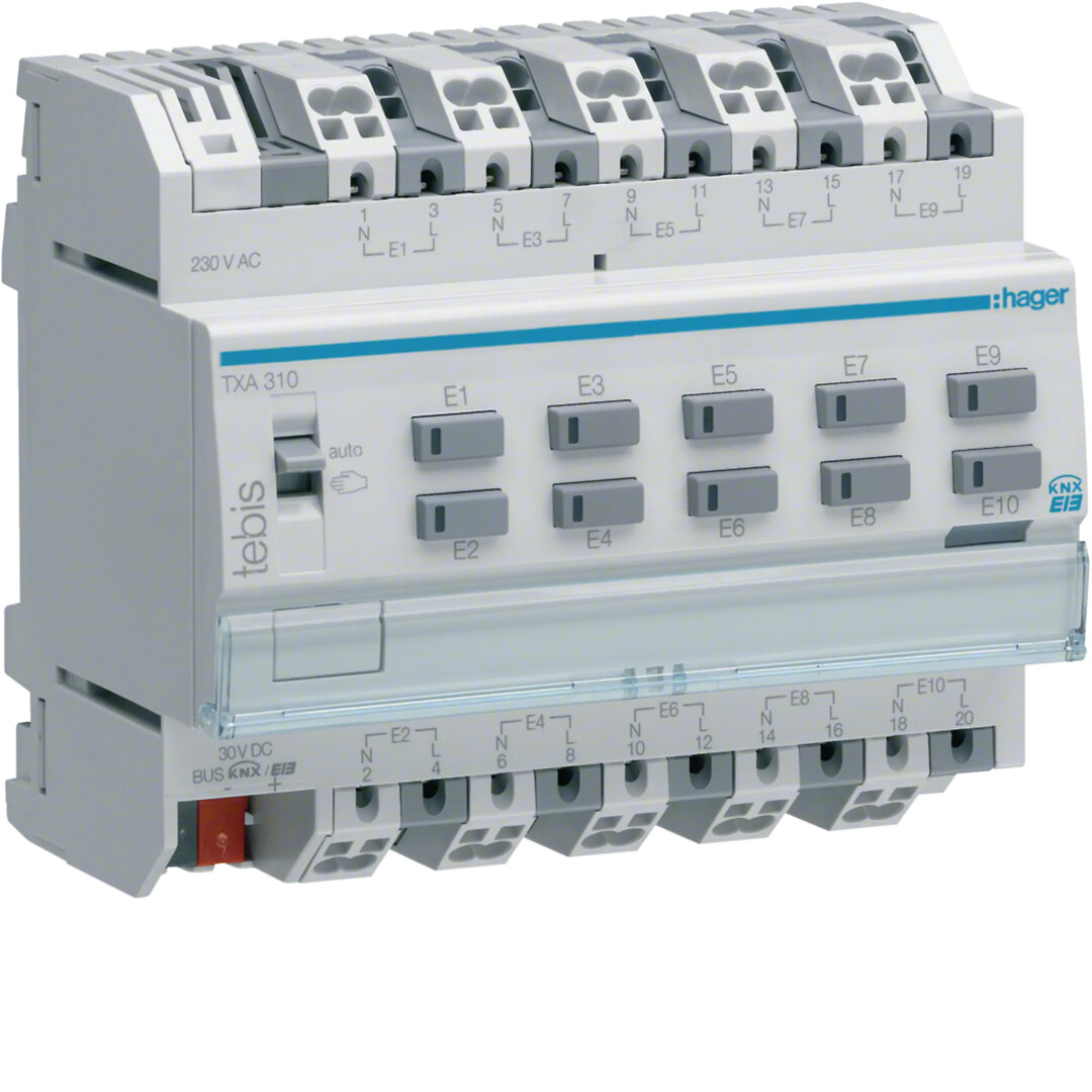 Binārā ieeja KNX, 10 kanālu, 230V