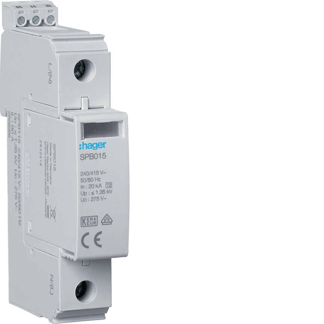 SPD type 2, 1-p 400V TNC, 1no-nc, Uc 275V, Up ≤ 1,35kV, In 20/ Iimp 40kA