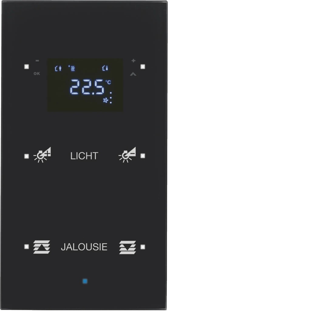 TS sensor 2 kanaler glass sort med termostat og merking