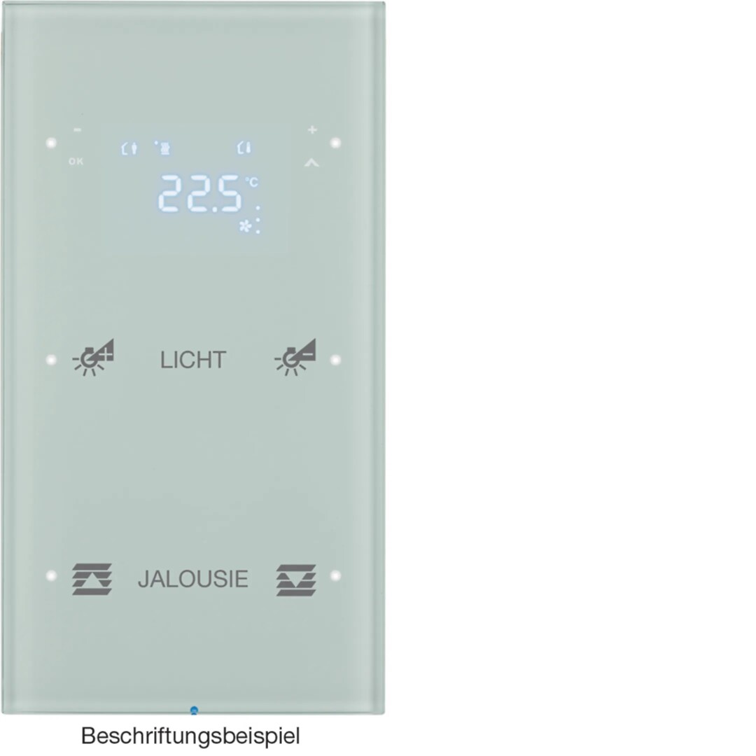R.3 2 kanaler glass hvit med termostat og merking