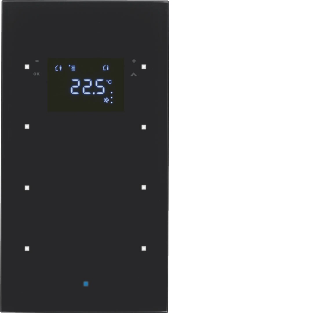 TS sensor 3 kanaler glass sort med termostat