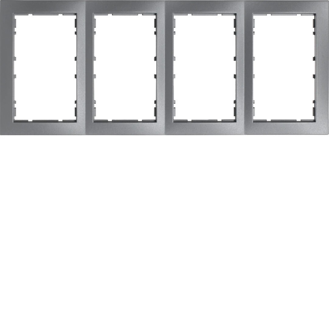 4-hulls ramme S.1 alu, for 4x dobbelstikk, passer til enkel eller 1,5 veggboks