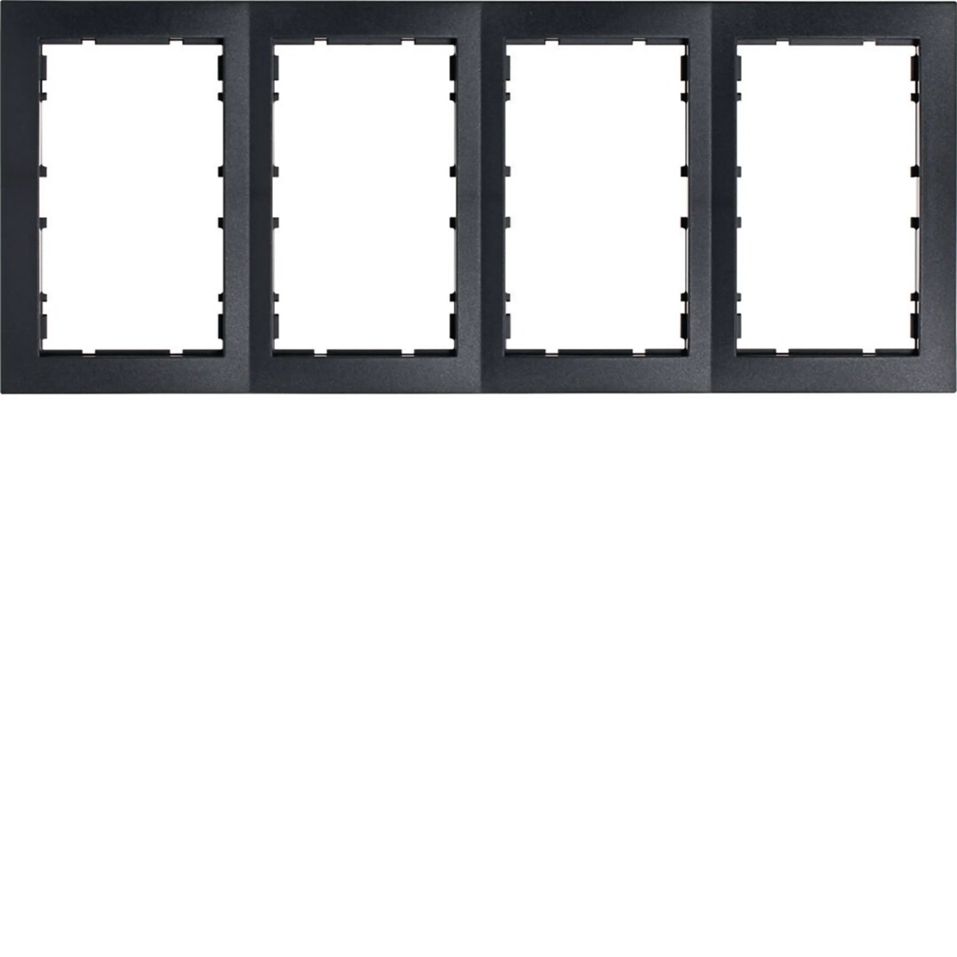 4-hulls ramme S.1 svart, for 4x dobbelstikk, passer til enkel eller 1,5 veggboks
