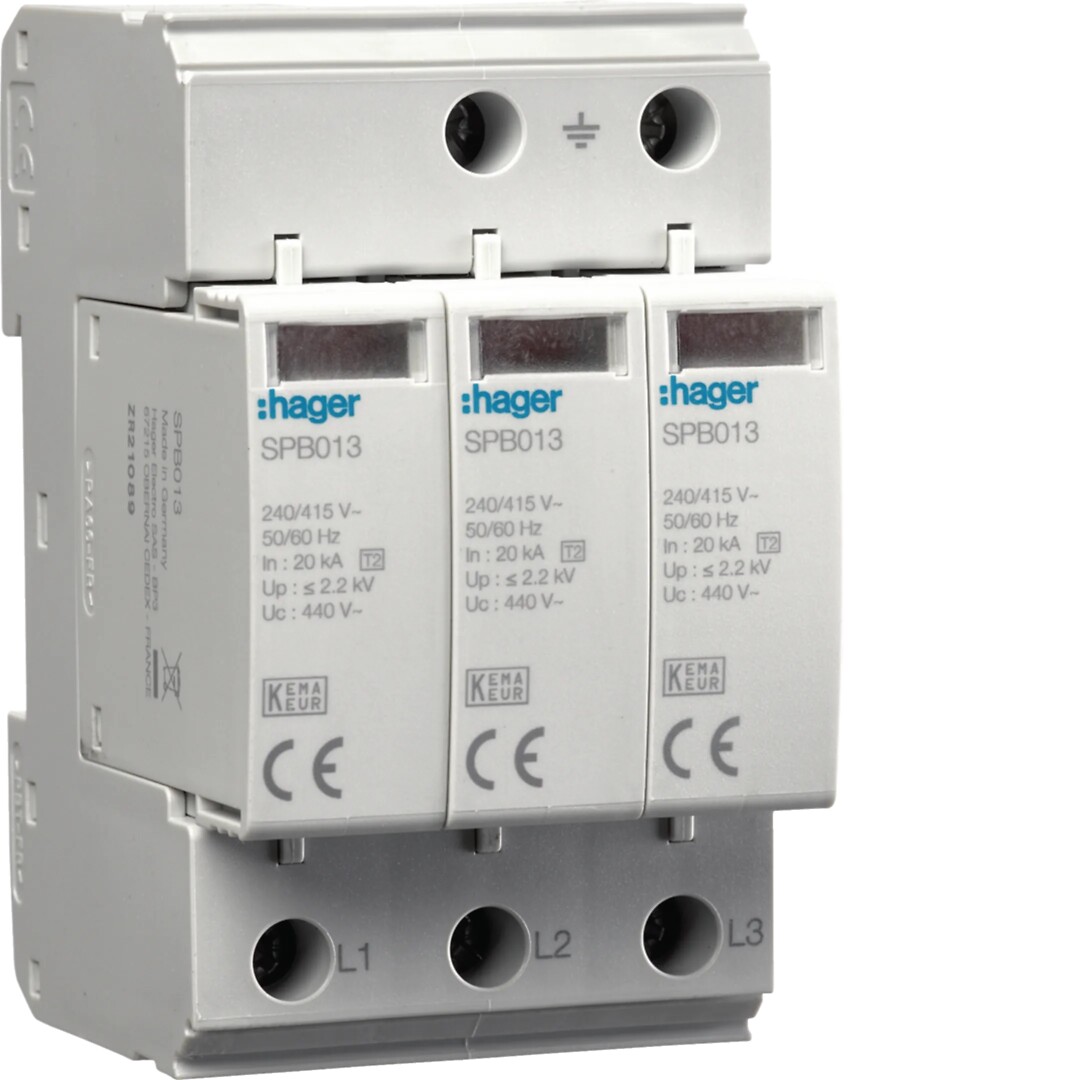 SPD type 2, 3-p 230V IT, Uc 440V, Up ≤ 2,2kV, In 20/ Iimp 40kA