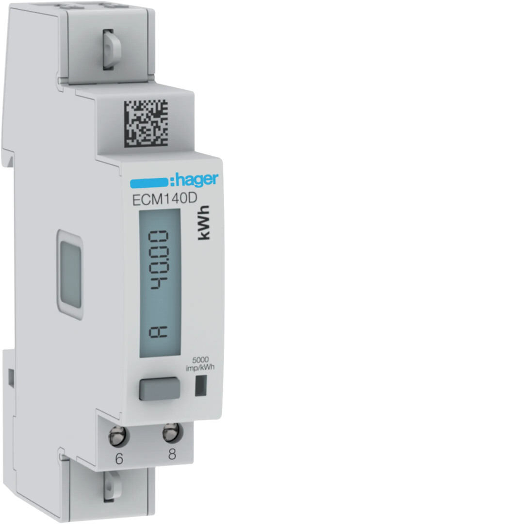 kWh måler 1-fas 40A direkte, 230V, 1-modul, mbus, MID