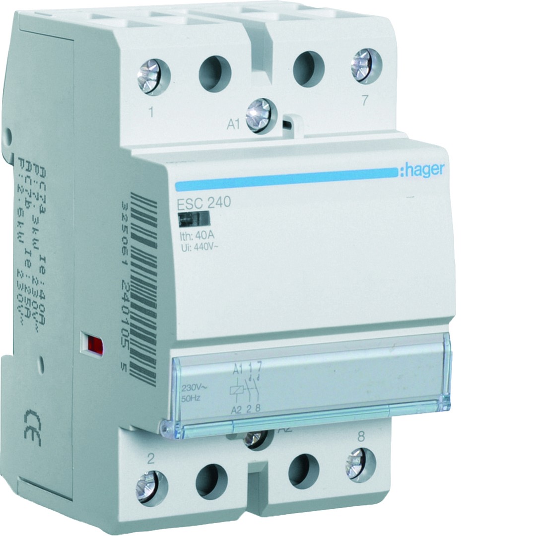 Kontaktor, 230V AC, modulær, for din-skinne, standard