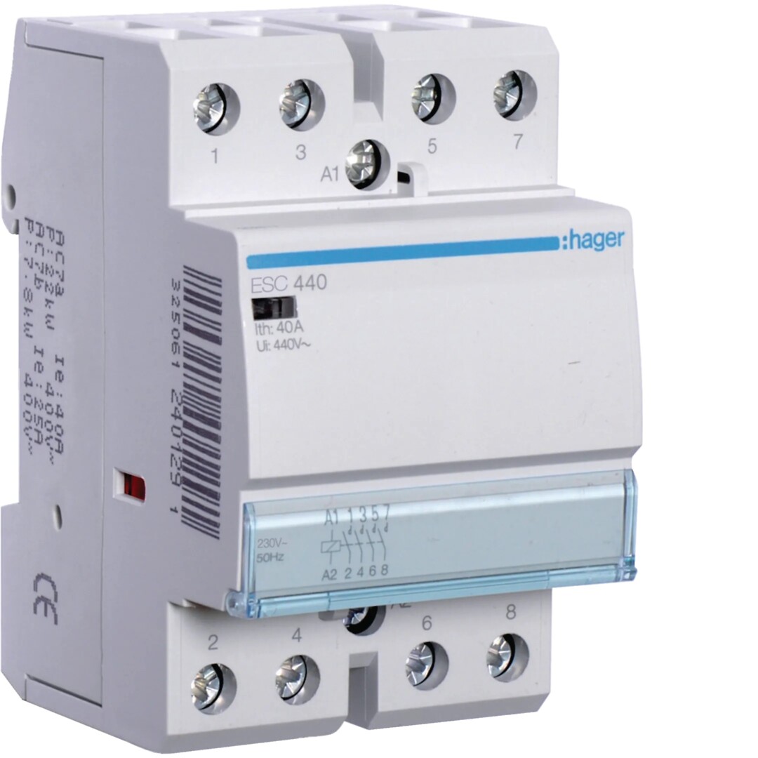 Kontaktor, 230V AC, modulær, for din-skinne, standard