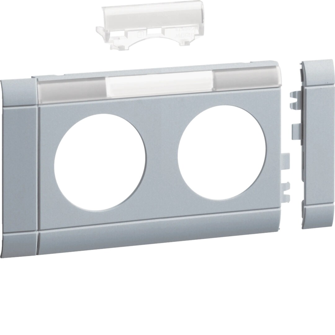 Ramme for merkeskilt for 2-veis stikk GS2*, alu RAL7001, til Hager Inst.kanaler